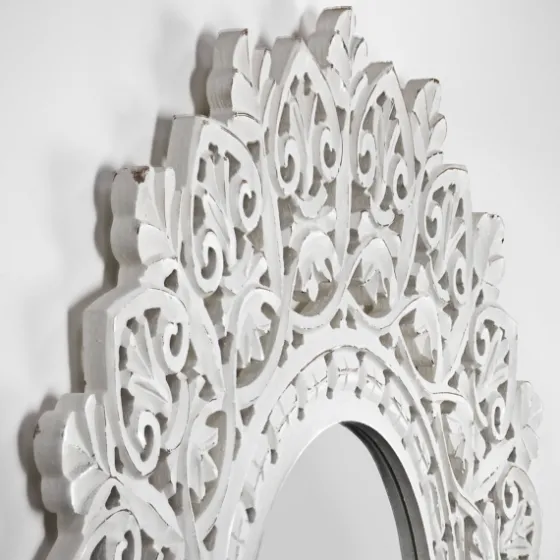 White Handcarved Mandala Circle Wall Mirror-Kirkland's Home Shop