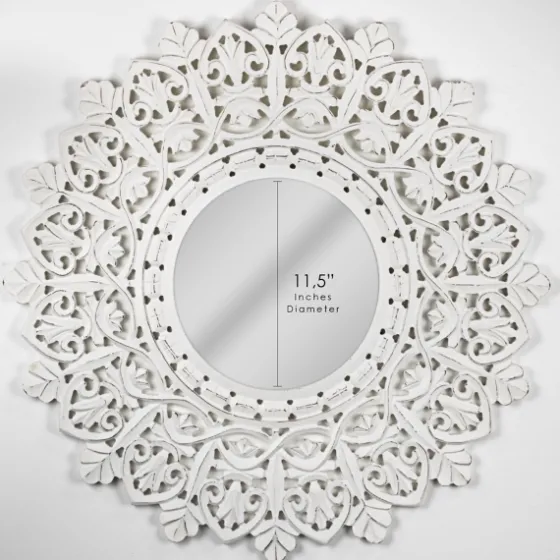 White Handcarved Mandala Circle Wall Mirror-Kirkland's Home Shop