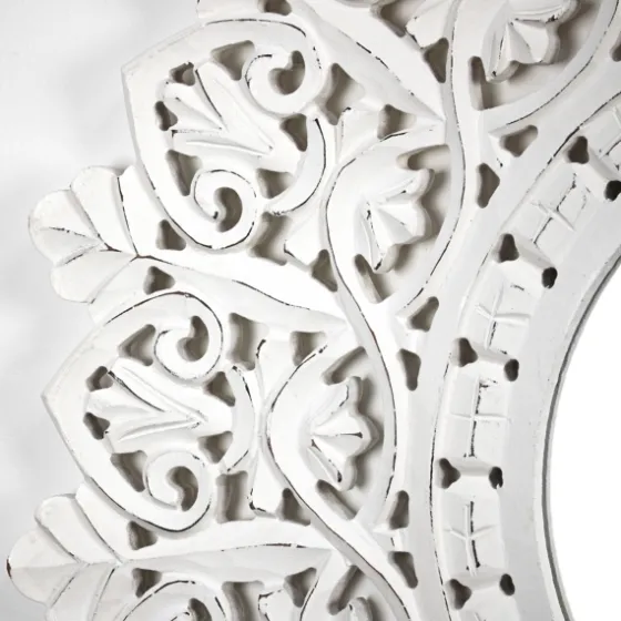 White Handcarved Mandala Circle Wall Mirror-Kirkland's Home Shop