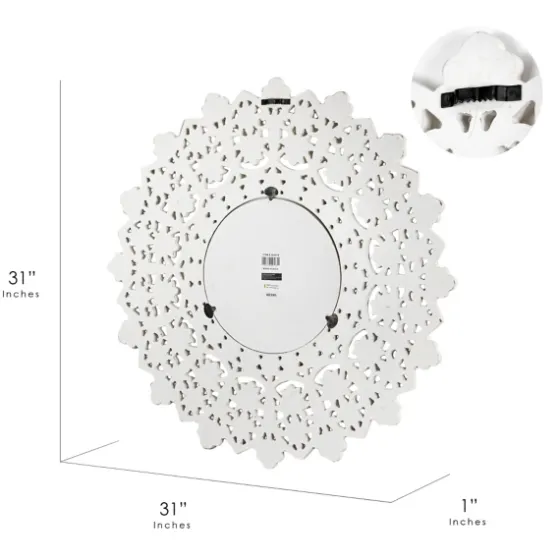 White Handcarved Mandala Circle Wall Mirror-Kirkland's Home Shop
