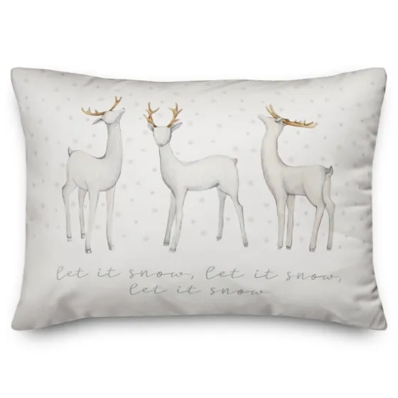 White Let It Snow Reindeer Christmas Accent Pillow-Kirkland's Home Flash Sale