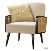 White Linen And Rattan Accent Chair-Kirkland's Home Best Sale