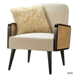 White Linen And Rattan Accent Chair-Kirkland's Home Best Sale