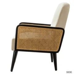 White Linen And Rattan Accent Chair-Kirkland's Home Best Sale