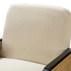 White Linen And Rattan Accent Chair-Kirkland's Home Best Sale