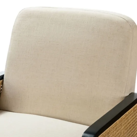 White Linen And Rattan Accent Chair-Kirkland's Home Best Sale