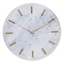 White Marble And Gold Accent Wall Clock, 20 In.-Kirkland's Home Shop