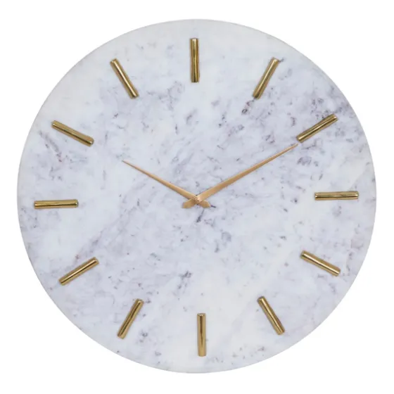 White Marble And Gold Accent Wall Clock, 20 In.-Kirkland's Home Shop