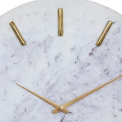 White Marble And Gold Accent Wall Clock, 20 In.-Kirkland's Home Shop