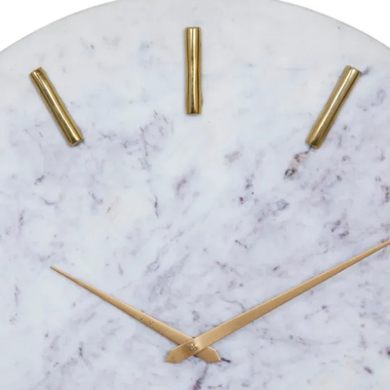 White Marble And Gold Accent Wall Clock, 20 In.-Kirkland's Home Shop