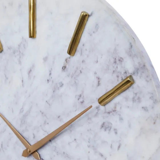 White Marble And Gold Accent Wall Clock, 20 In.-Kirkland's Home Shop