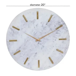 White Marble And Gold Accent Wall Clock, 20 In.-Kirkland's Home Shop