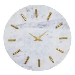 White Marble And Gold Accent Wall Clock, 15 In.-Kirkland's Home Clearance