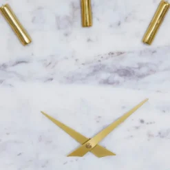 White Marble And Gold Accent Wall Clock, 15 In.-Kirkland's Home Clearance