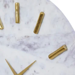 White Marble And Gold Accent Wall Clock, 15 In.-Kirkland's Home Clearance