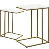 White Marble And Gold Grid Accent Tables, Set Of 2-Kirkland's Home Sale