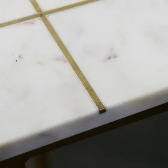 White Marble And Gold Grid Accent Tables, Set Of 2-Kirkland's Home Sale