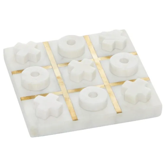 White Marble And Gold Tic Tac Toe Board-Kirkland's Home Shop