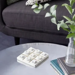 White Marble And Gold Tic Tac Toe Board-Kirkland's Home Shop