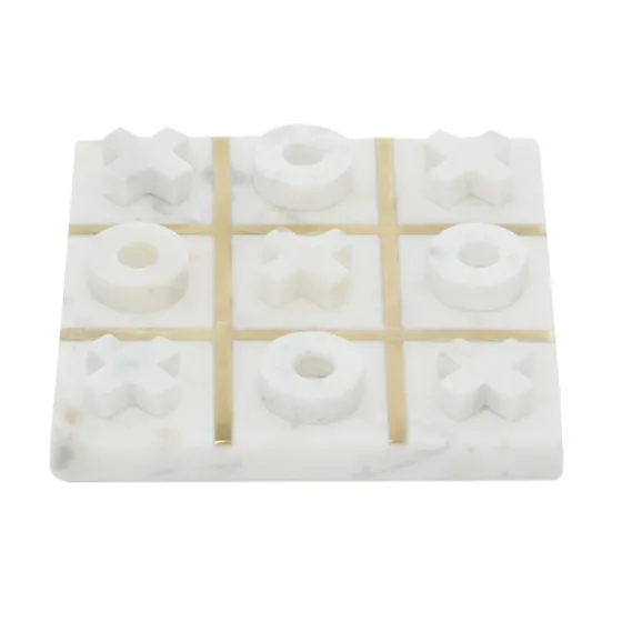 White Marble And Gold Tic Tac Toe Board-Kirkland's Home Shop