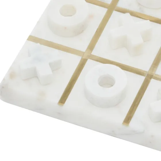 White Marble And Gold Tic Tac Toe Board-Kirkland's Home Shop