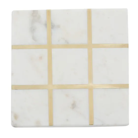 White Marble And Gold Tic Tac Toe Board-Kirkland's Home Shop
