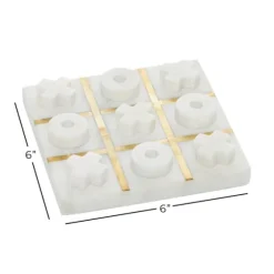 White Marble And Gold Tic Tac Toe Board-Kirkland's Home Shop