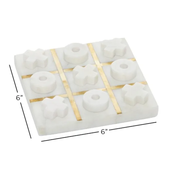 White Marble And Gold Tic Tac Toe Board-Kirkland's Home Shop
