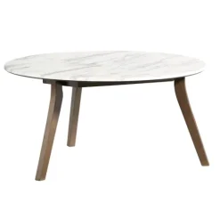 White Marble And Wood Round Coffee Table-Kirkland's Home Store