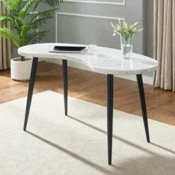 White Marble Kidney Shaped Desk-Kirkland's Home Best