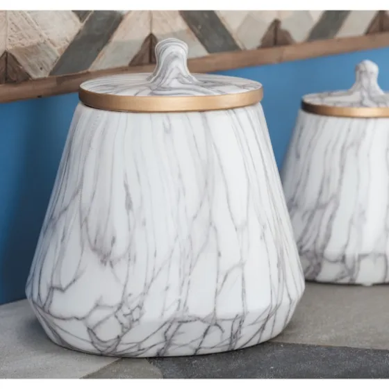 White Marble Oval Jar-Kirkland's Home New