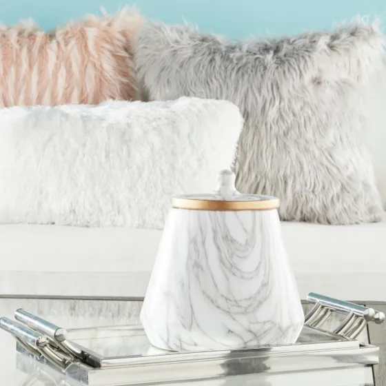White Marble Oval Jar-Kirkland's Home New