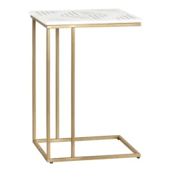White Marble Top Gold Metal C-Table-Kirkland's Home Sale