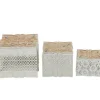 White Metal And Carved Wood Boxes, Set Of 3-Kirkland's Home Sale