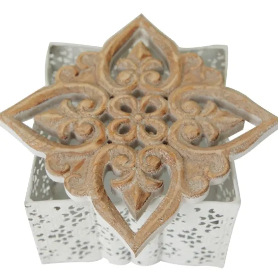 White Metal And Carved Wood Boxes, Set Of 3-Kirkland's Home Sale