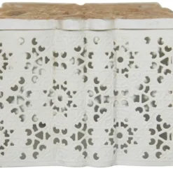 White Metal And Carved Wood Boxes, Set Of 3-Kirkland's Home Sale