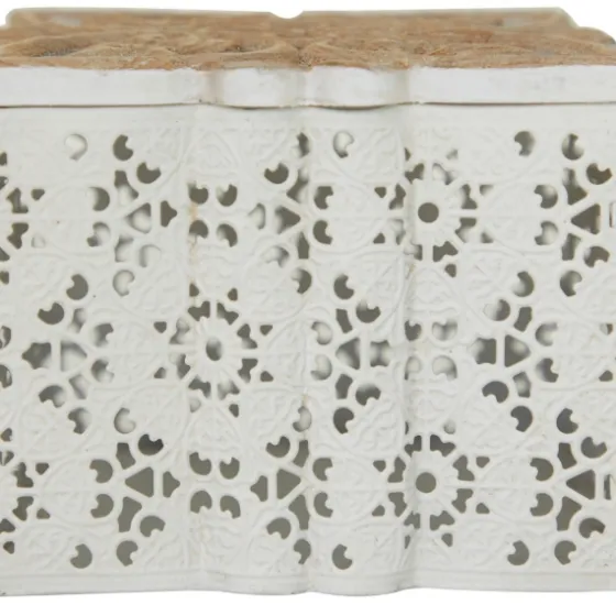 White Metal And Carved Wood Boxes, Set Of 3-Kirkland's Home Sale