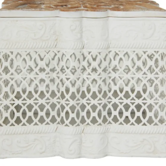 White Metal And Carved Wood Boxes, Set Of 3-Kirkland's Home Sale