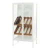 White Metal And Natural Wood 2-Door Bar Cabinet-Kirkland's Home Store