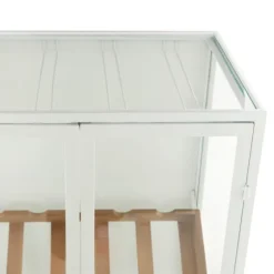 White Metal And Natural Wood 2-Door Bar Cabinet-Kirkland's Home Store