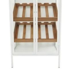 White Metal And Natural Wood 2-Door Bar Cabinet-Kirkland's Home Store