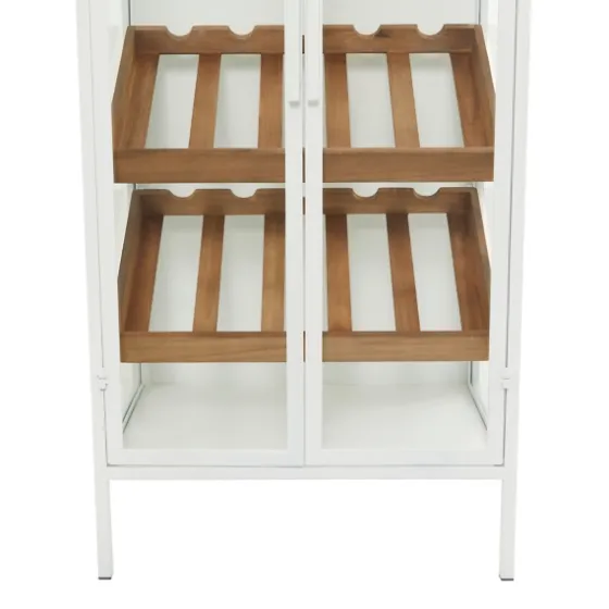 White Metal And Natural Wood 2-Door Bar Cabinet-Kirkland's Home Store