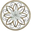 White Metal And Wood Floral Round Wall Plaque-Kirkland's Home Shop