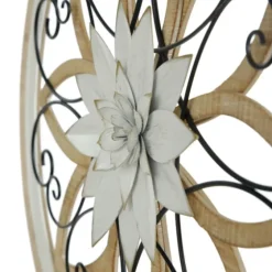 White Metal And Wood Floral Round Wall Plaque-Kirkland's Home Shop