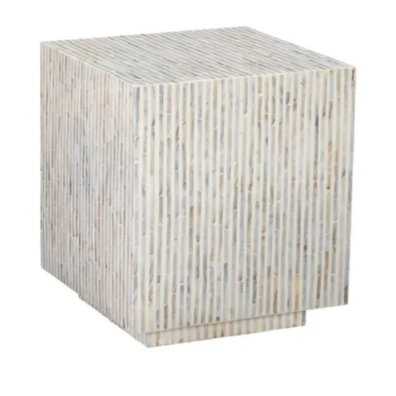 White Mother Of Pearl Striped Side Table-Kirkland's Home Shop