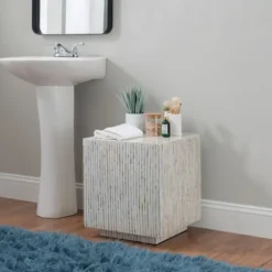 White Mother Of Pearl Striped Side Table-Kirkland's Home Shop