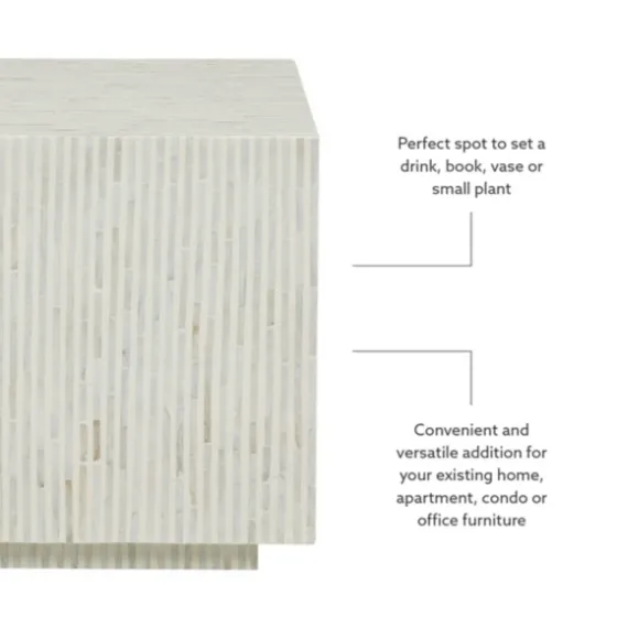 White Mother Of Pearl Striped Side Table-Kirkland's Home Shop
