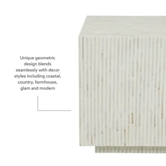 White Mother Of Pearl Striped Side Table-Kirkland's Home Shop
