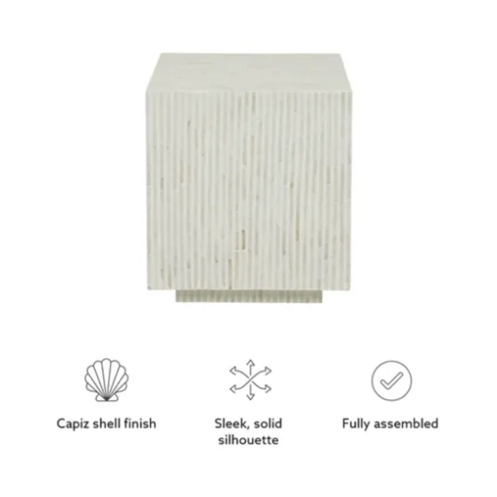 White Mother Of Pearl Striped Side Table-Kirkland's Home Shop