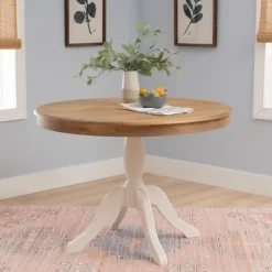 White Natural Top Pedestal Dining Table-Kirkland's Home Online